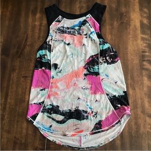 Lululemon Women Pigment Wave Multi Black Sculpt Tank Sleeveless Cutout Top Sz 6